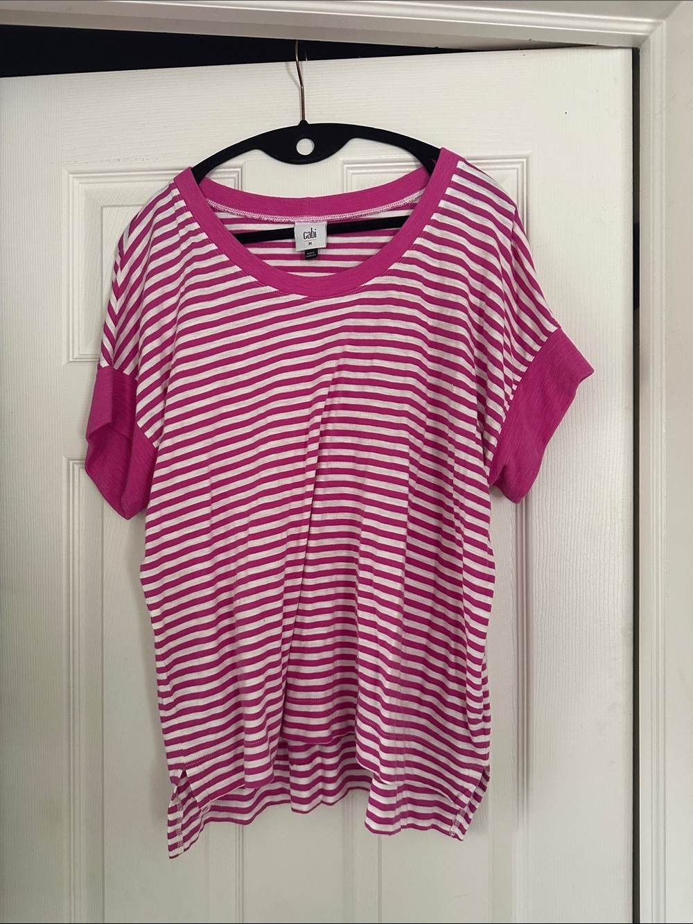 CAbi Girls Hot Pink and White Stripe Short Sleeve Tee